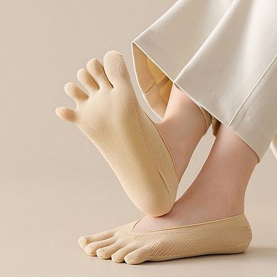 Women's Mesh Toe Socks with Non-Slip Silicone Heel Grip Ultra Low Cut Breathable No Show Sock 3-Pack