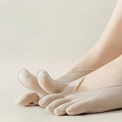 Women's Mesh Toe Socks with Non-Slip Silicone Heel Grip Ultra Low Cut Breathable No Show Sock 3-Pack
