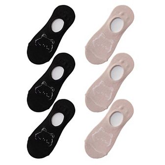 Women's Non-slip No Show Socks 6 pk Invisible Liner Adorable Bear