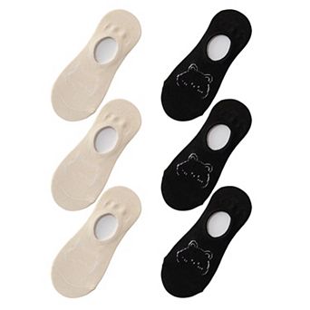Women's Non-slip No Show Socks 6 pk Invisible Liner Adorable Bear