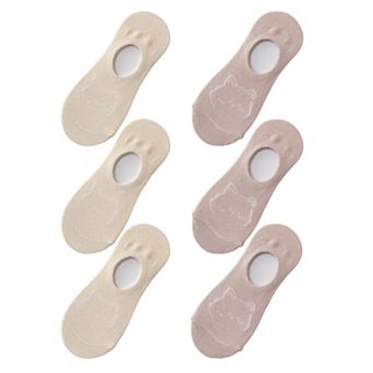 Women's Non-slip No Show Socks 6 pk Invisible Liner Adorable Bear