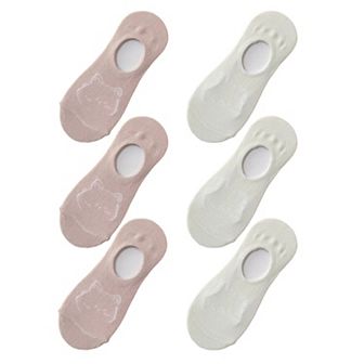 Women's Non-slip No Show Socks 6 pk Invisible Liner Adorable Bear
