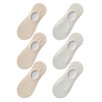 Women's Non-slip No Show Socks 6 pk Invisible Liner Adorable Bear