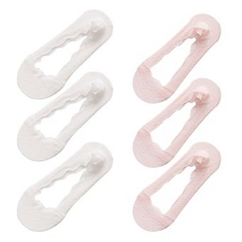 Women's No Show Socks 6 pk Invisible Liner Elegant Lace Design