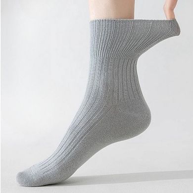 Women's Ribbed Crew Socks with Elasticized Top Cuff for Swollen Feet Non-Binding Comfortable Fit