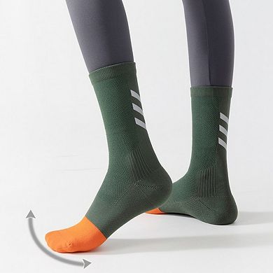 Women's Reflective Compression Sports Socks with Breathable Fabric and Night Visibility Design