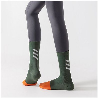 Women's Reflective Compression Sports Socks with Breathable Fabric and Night Visibility Design