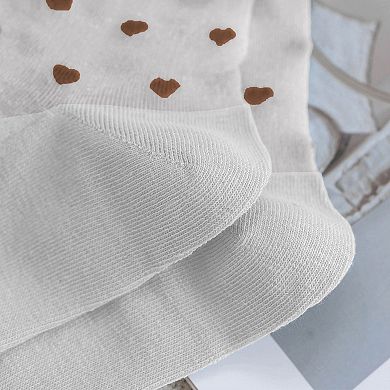 Women’s Sheer Crew Socks 5-Pack with Heart Pattern Everyday Comfort Fit