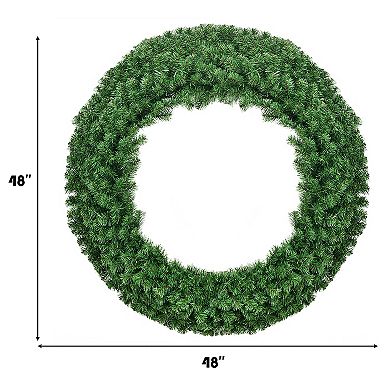 Costway 48'' Pre-lit Cordless Artificial Christmas Wreath 714 Tips w/ 200 LED Light&Timer