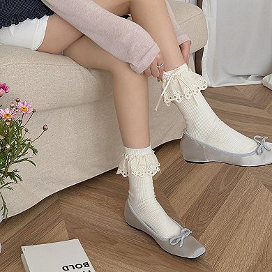Women's Summer Ruffled Lace - Trim Ankle Socks 6Pk