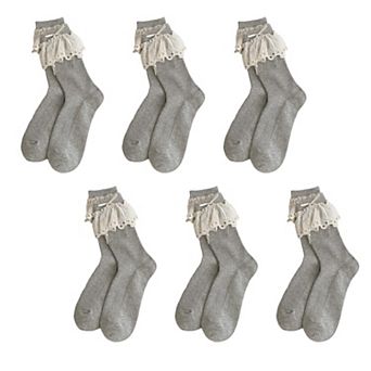 Women's Summer Ruffled Lace - Trim Ankle Socks 6 pk