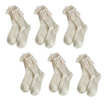 Women's Summer Ruffled Lace - Trim Ankle Socks 6 pk
