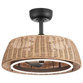 20-Inch cage Ceiling fan, light, 3 ABS blades, 6" downrod, DC motor, 6-speed remote