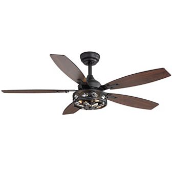 48-Inch industrial ceiling fan, 5 dual-finish plywood blades, 6 speeds, DC motor, remote