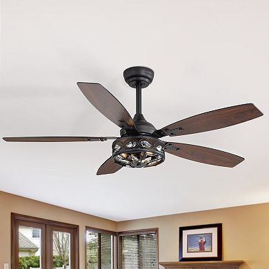 48-Inch industrial ceiling fan, 5 dual-finish plywood blades, 6 speeds, DC motor, remote