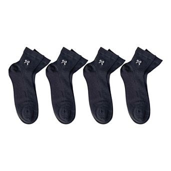 Women's Summer Ribbed Ankle Socks with Bow Embroidery