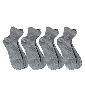 Women's Summer Ribbed Ankle Socks with Bow Embroidery