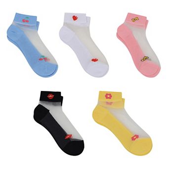 Women's Thin Semitransparent No - Show Socks 5 pk Non-slip and Sweat-absorbent