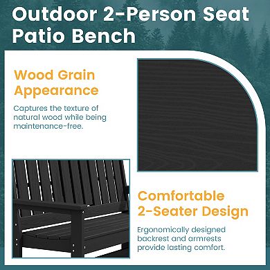 2-Person Patio Bench with foldable Cup Holder and Functional Center Panel