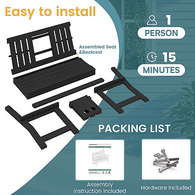 2-Person Patio Bench with foldable Cup Holder and Functional Center Panel