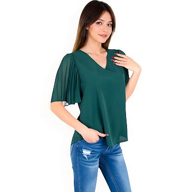 Women's V-Neck Blouse with Bell Sleeves
