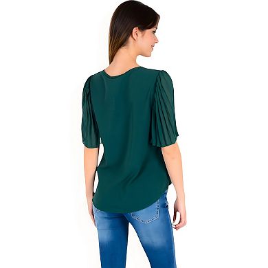 Women's V-Neck Blouse with Bell Sleeves