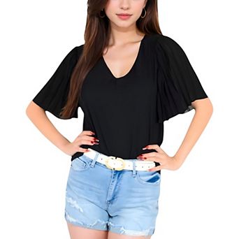 Women's V-Neck Blouse with Bell Sleeves