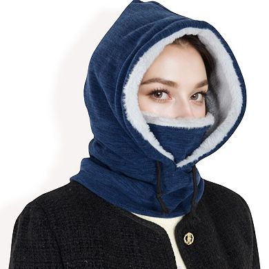 Women's Fleece-Lined Hooded Neck Warmer with Adjustable Drawstrings