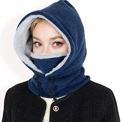 Women's Fleece-Lined Hooded Neck Warmer with Adjustable Drawstrings
