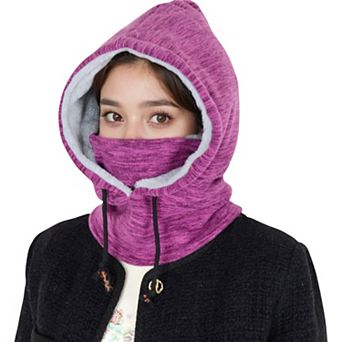 Women's Fleece-Lined Hooded Neck Warmer with Adjustable Drawstrings