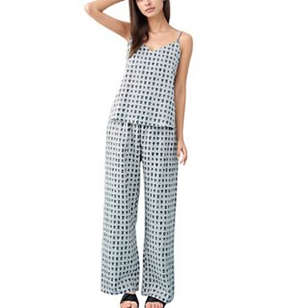 Women's Cami Strap Pajama Set with Relaxed Wide Leg Pants