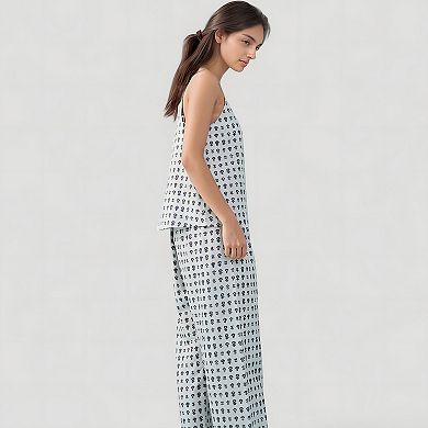 Women's Cami Strap Pajama Set with Relaxed Wide Leg Pants