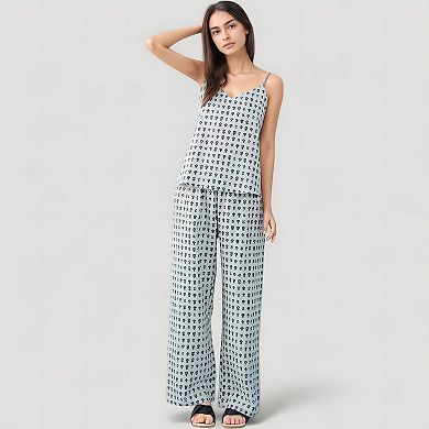 Women's Cami Strap Pajama Set with Relaxed Wide Leg Pants