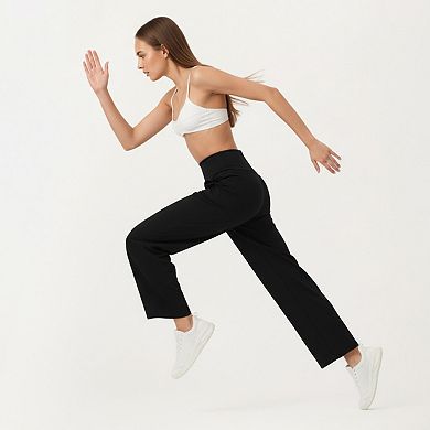 Women's High Waist Pleated Wide Leg Sweatpants with Smooth Stretch Fabric and Relaxed Silhouette