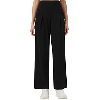Women's High Waist Pleated Wide Leg Sweatpants with Smooth Stretch Fabric and Relaxed Silhouette