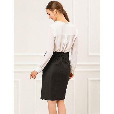 2 Packs Women's Button Decor Split Belted Tie Waist Pencil Skirt