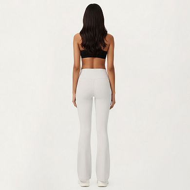 Women's Crossover Waist Flare Leg Yoga Pants with Stretch Fit Fabric and Smooth Contoured Silhouette