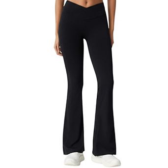 Women's Crossover Waist Flare Leg Yoga Pants with Stretch Fit Fabric and Smooth Contoured Silhouette