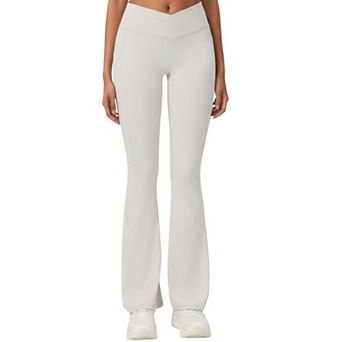Women's Crossover Waist Flare Leg Yoga Pants with Stretch Fit Fabric and Smooth Contoured Silhouette