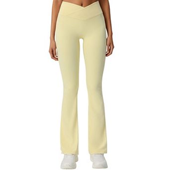 Women's Crossover Waist Flare Leg Yoga Pants with Stretch Fit Fabric and Smooth Contoured Silhouette