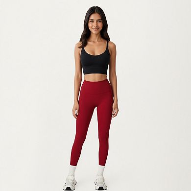 Women's High Waist Seam Detailed Full Length Leggings with Supportive Stretch Fabric