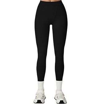 Women's High Waist Seam Detailed Full Length Leggings with Supportive Stretch Fabric