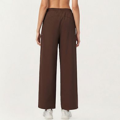Women's High Waist Wide Leg Cargo Sweatpants with Adjustable Drawstring and Utility Pocket Design