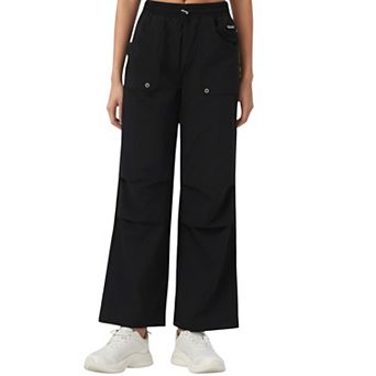 Women's High Waist Wide Leg Cargo Sweatpants with Adjustable Drawstring and Utility Pocket Design