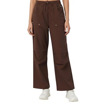 Women's High Waist Wide Leg Cargo Sweatpants with Adjustable Drawstring and Utility Pocket Design