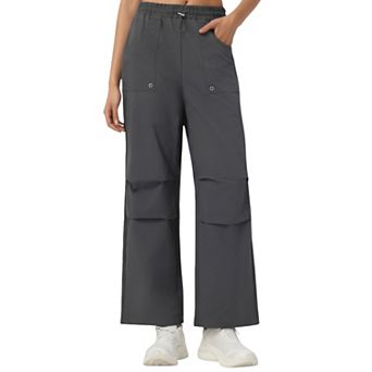 Women's High Waist Wide Leg Cargo Sweatpants with Adjustable Drawstring and Utility Pocket Design