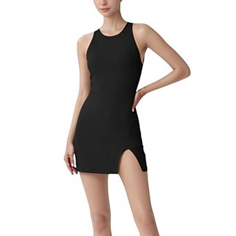 Women's Sleeveless Activewear Dress with High Neckline and Cross Back Straps