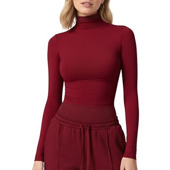 Women's High-Neck Cropped Long-Sleeve Top with Soft Textured Fabric