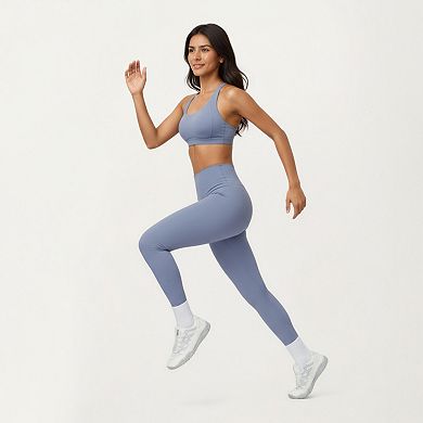 Women's High Waist Full Length Leggings with Smooth Seam Detailing and Stretch Fit Fabric