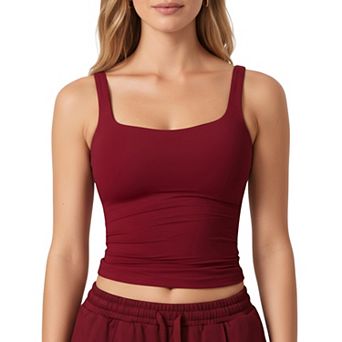 Women's Square Neck Ribbed Tank Top with Body-Hugging Fit